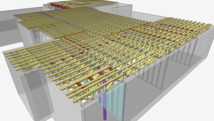 3D rendering of a floor truss system